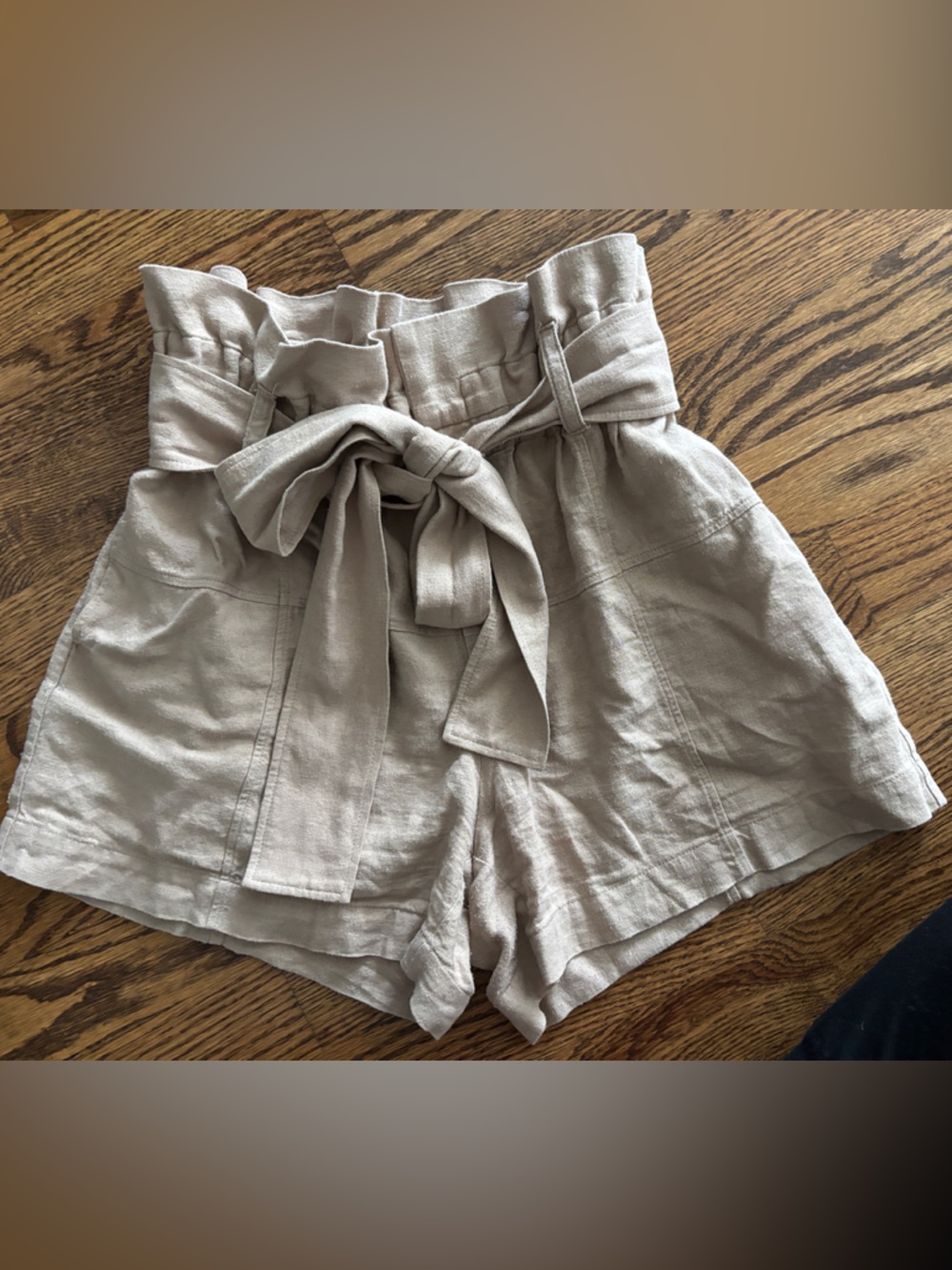 G label by Goop High-Waist Paperbag Shorts with Self Tie Belt - Taupe